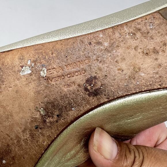 Vera Wang LAVENDER SILVER REAL LEATHER EMBELLISHMENT FLAT ROUND TOE BALLET 6.5 - Picture 12 of 12